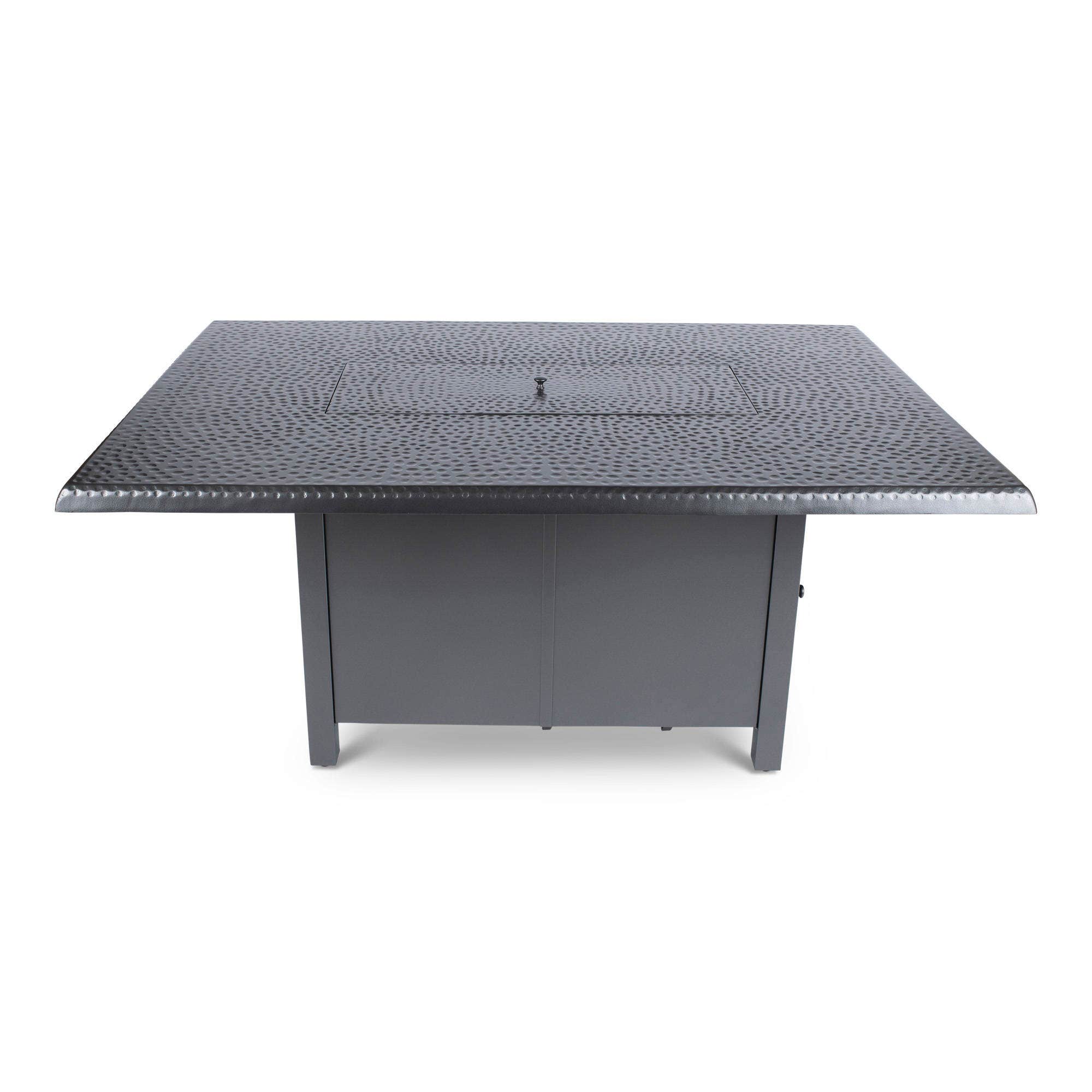 Woodard 42 inch x 60 inch Rectangular Chat Height Fire Table with Hammered Top in Pewter Finish Fireplaces 12037569