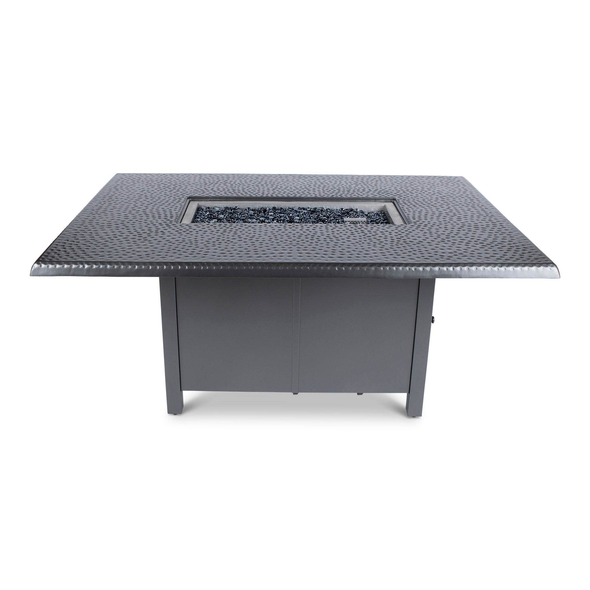 Woodard 42 inch x 60 inch Rectangular Chat Height Fire Table with Hammered Top in Pewter Finish Fireplaces 12037569