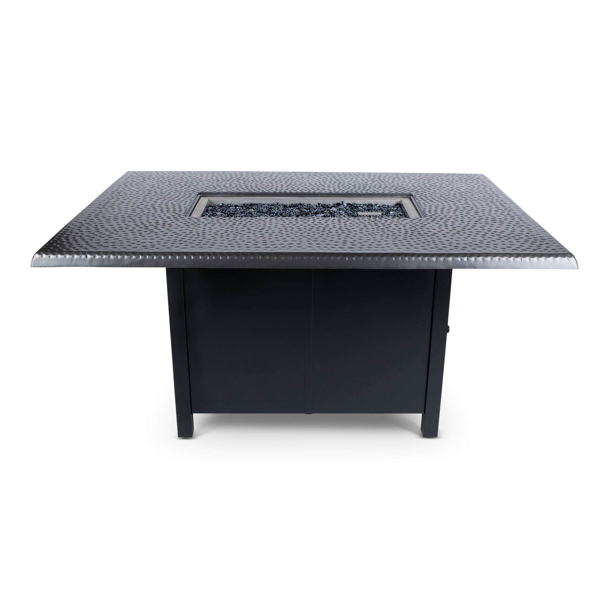 Woodard 42 inch x 60 inch Rectangular Dining Fire Table with Pewter Hammered Top and Black Base 12037581