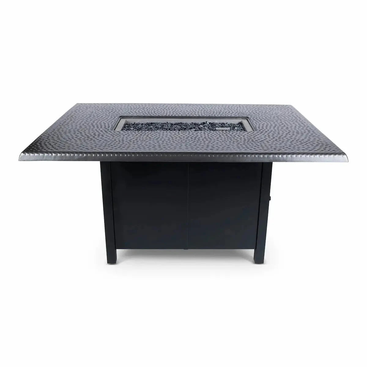 Woodard 42" x 60" Rectangular Dining Fire Table with Pewter Hammered Top and Black Base Fireplaces 12037581