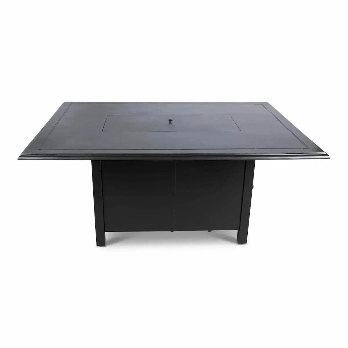 Woodard 42" x 60" Solid Cast with Beaded Edge Rectangular Chat Fire Table in Pewter and Black 12037573