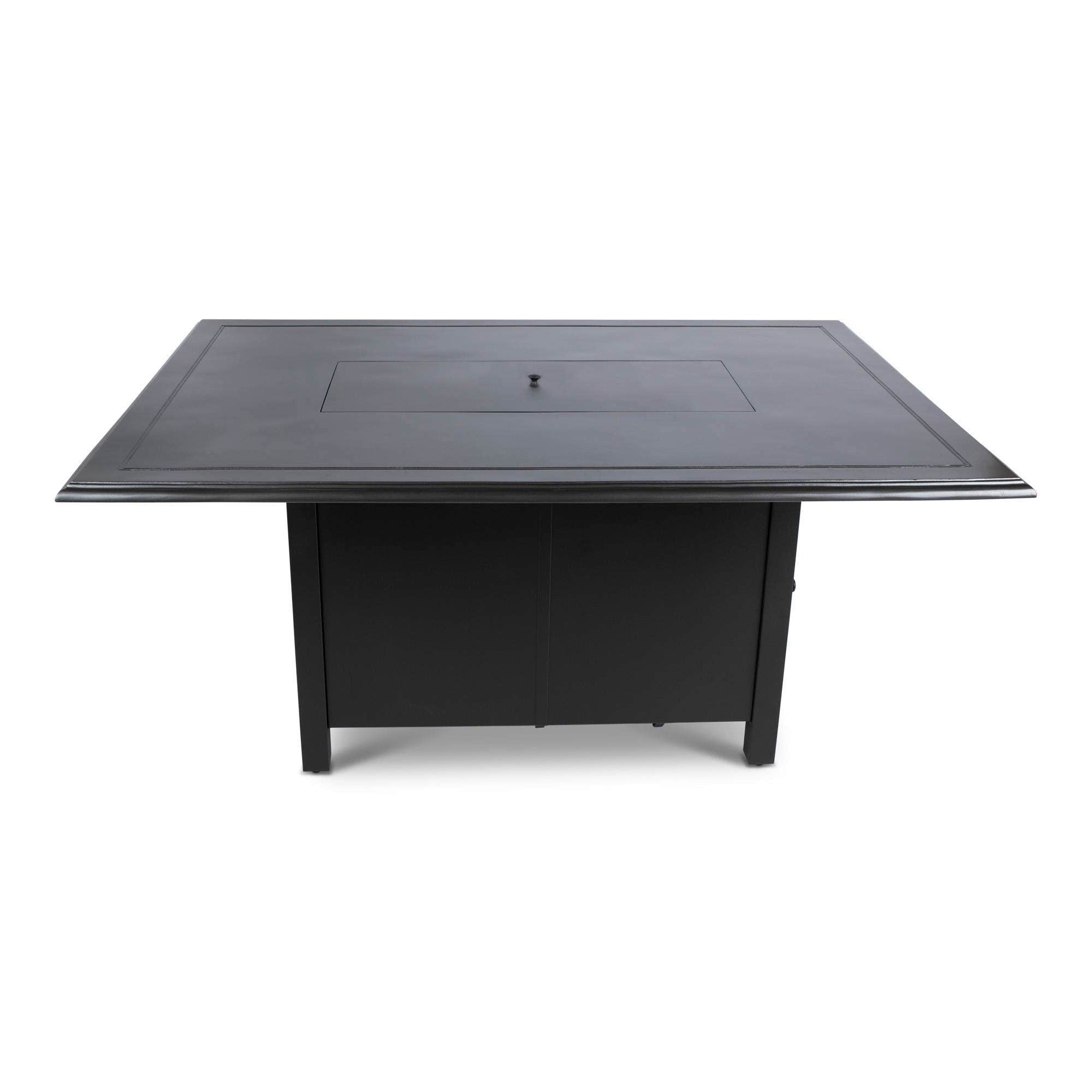 Woodard 42 inch x 60 inch Solid Cast with Beaded Edge Rectangular Chat Fire Table in Pewter and Black 12037573