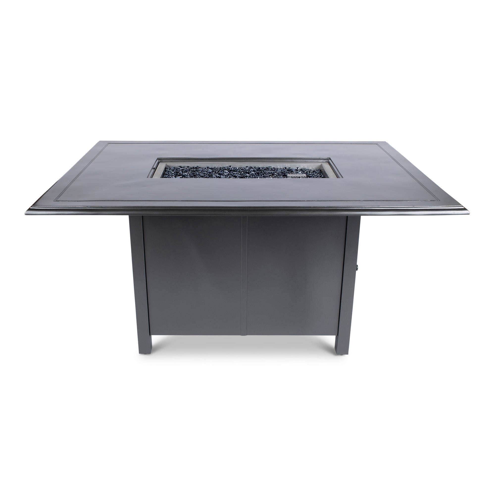 Woodard 42 inch x 60 inch Solid Cast with Bead Edge Dining Height Fire Table in Pewter 12037578