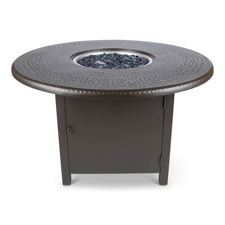 Woodard 48 inch Round Hammered Dining Fire Table in Aztec Bronze 12037558