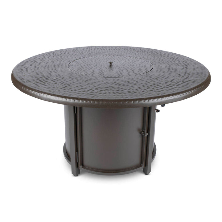 Woodard 48 inch Round Hammered Top Chat Fire Table in Aztec Bronze 12037547