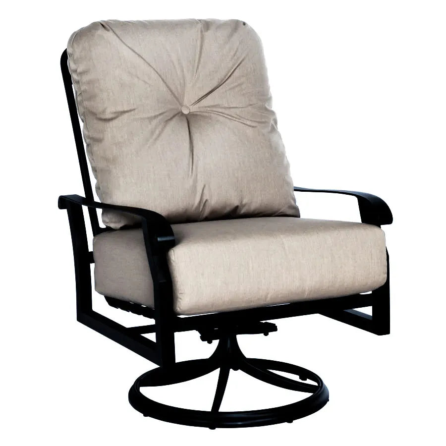 Woodard Cortland Cushion Big Man Swivel Rocker with Twilight Frame and Linen Stone Fabric Outdoor Chairs 12037763