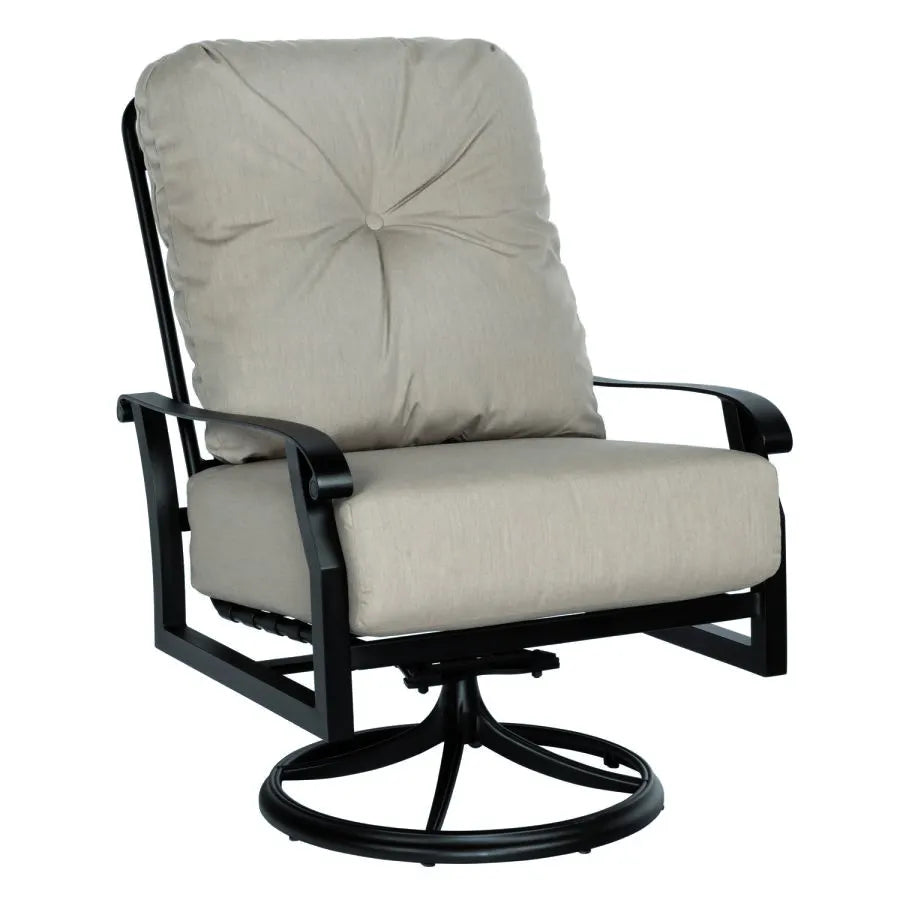 Woodard Cortland Cushion Big Man Swivel Rocker with Twilight Frame and Spectrum Dove Fabric Outdoor Chairs 12040364