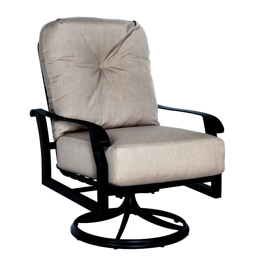 Woodard Cortland Cushion Swivel Rocker with Twilight Frame and Linen Stone Fabric Outdoor Chairs 12037762