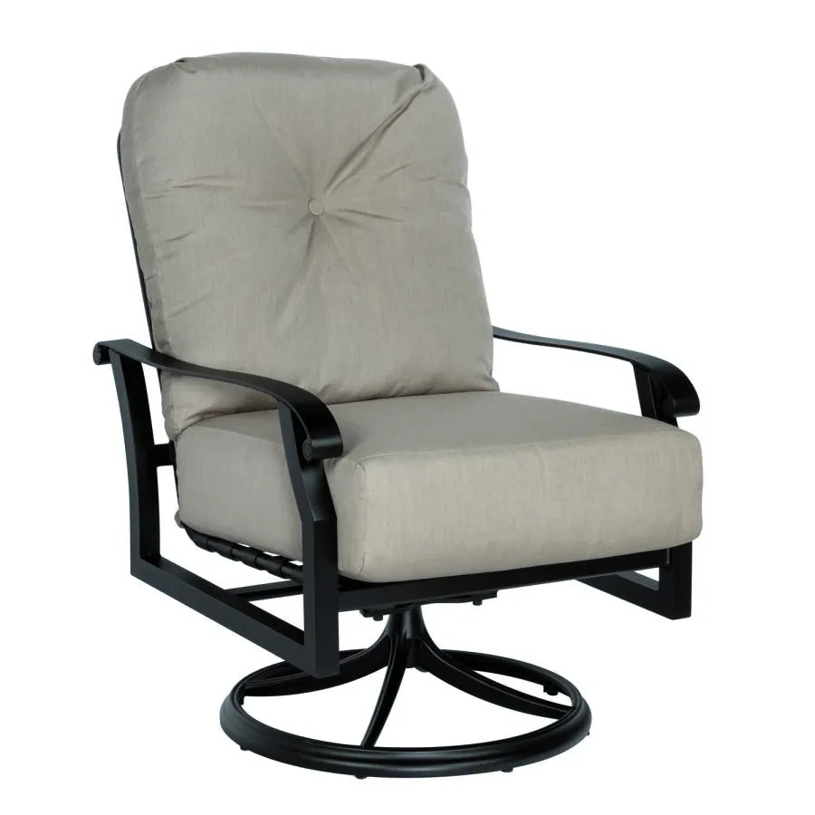 Woodard Cortland Cushioned Lounge Swivel Rocker in Twilight Finish with Spectrum Dove Fabric Outdoor Chairs 12040363