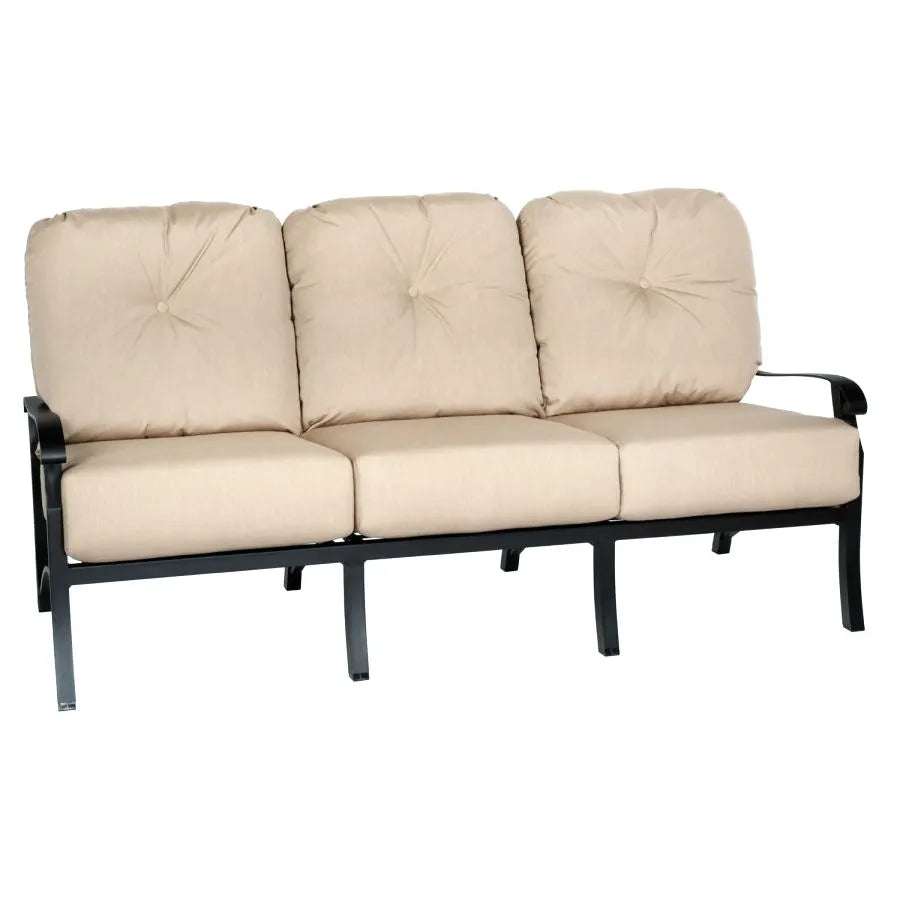 Woodard Cortland Cushioned Sofa in Twilight Finish with Chartres Malt Cushions Outdoor Sectional Sofa Units 12033977