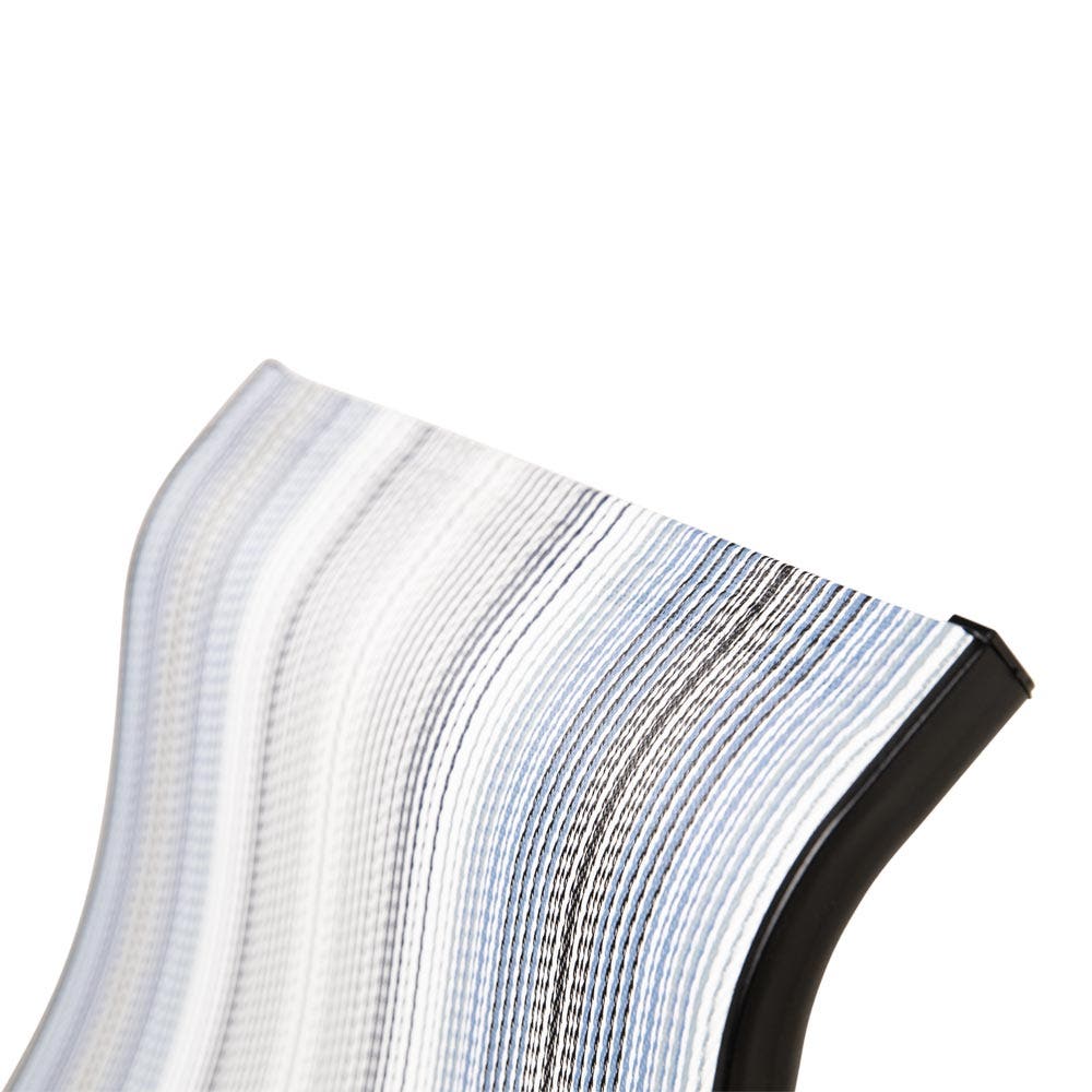 Woodard Fremont High Back Dining Arm Chair in Textured Black Finish with Daytripper Stripe Sling, Grade A Outdoor Chairs 12035381