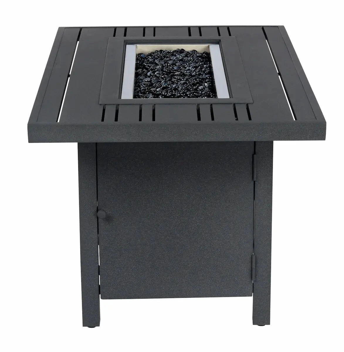 Woodard Rectangular Fire Table with Tri-Slat Top in Twilight Finish Outdoor Tables 12043318