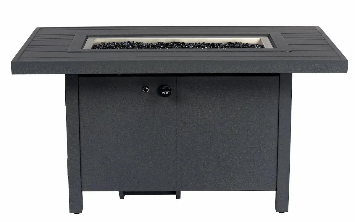 Woodard Rectangular Fire Table with Tri-Slat Top in Twilight Finish Outdoor Tables 12043318