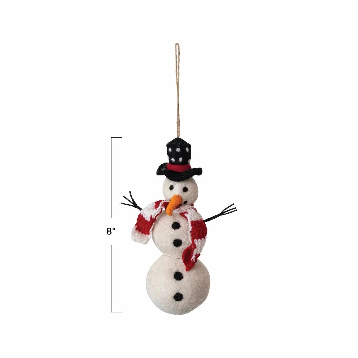 Wool Felt Snowman Ornament with Hat and Scarf Holiday Ornaments 12044710