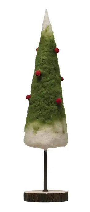 Wool Felt Tree with Berries on Wood Base Seasonal & Holiday Decorations