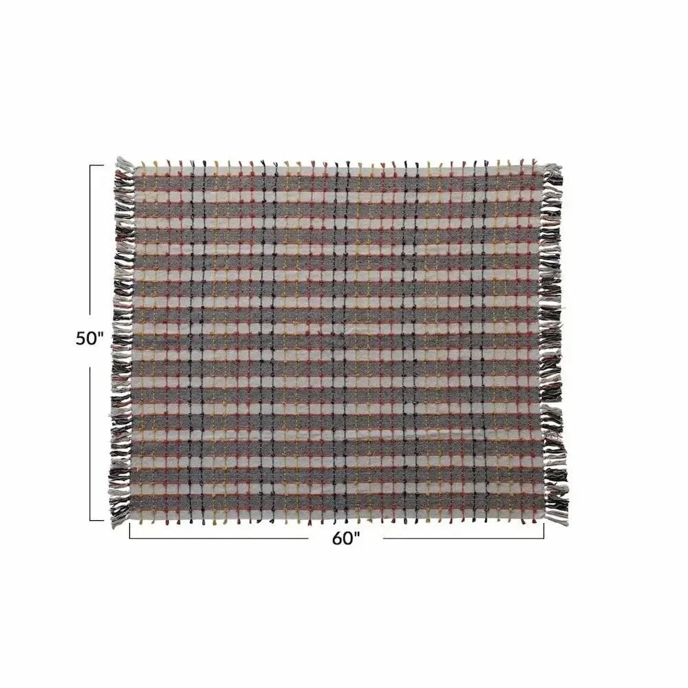 Woven Cotton Blend Throw in Multicolor Plaid Seasonal & Holiday Decorations 12044811
