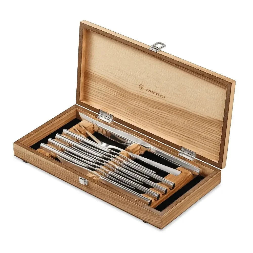 Wusthof 10 Piece Steak Knife & Carving Set, Olivewood Chest Kitchen Knives 12047290