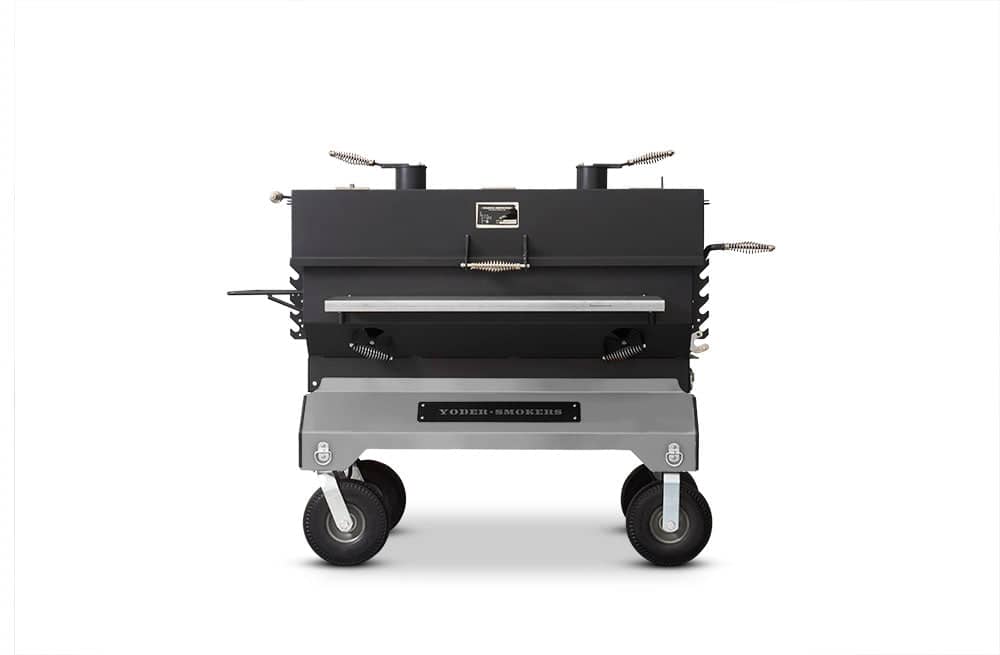 Yoder Smokers 24x48 Flat Top Adjustable Charcoal Grill on Competition Cart Outdoor Grill