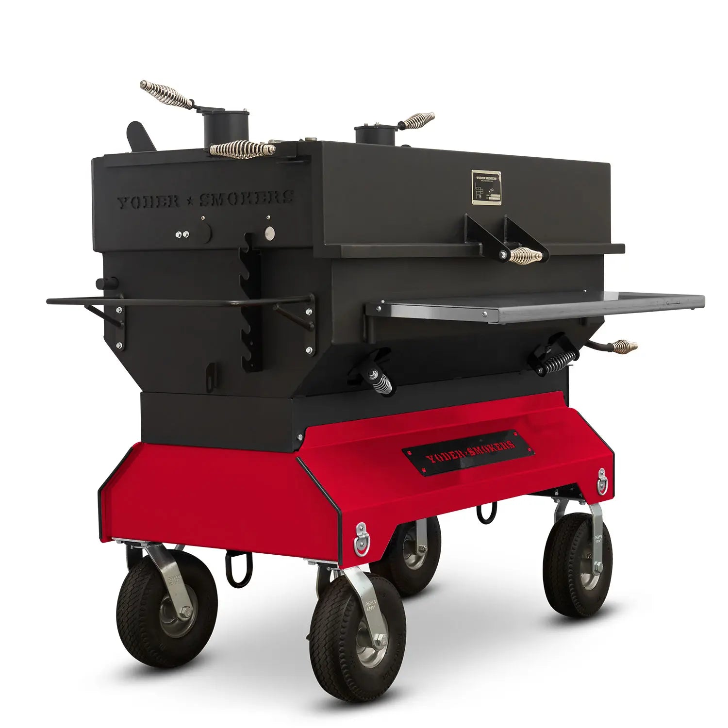 Yoder Smokers 24x48 Flat Top Adjustable Charcoal Grill on Competition Cart Outdoor Grill Red 12047803