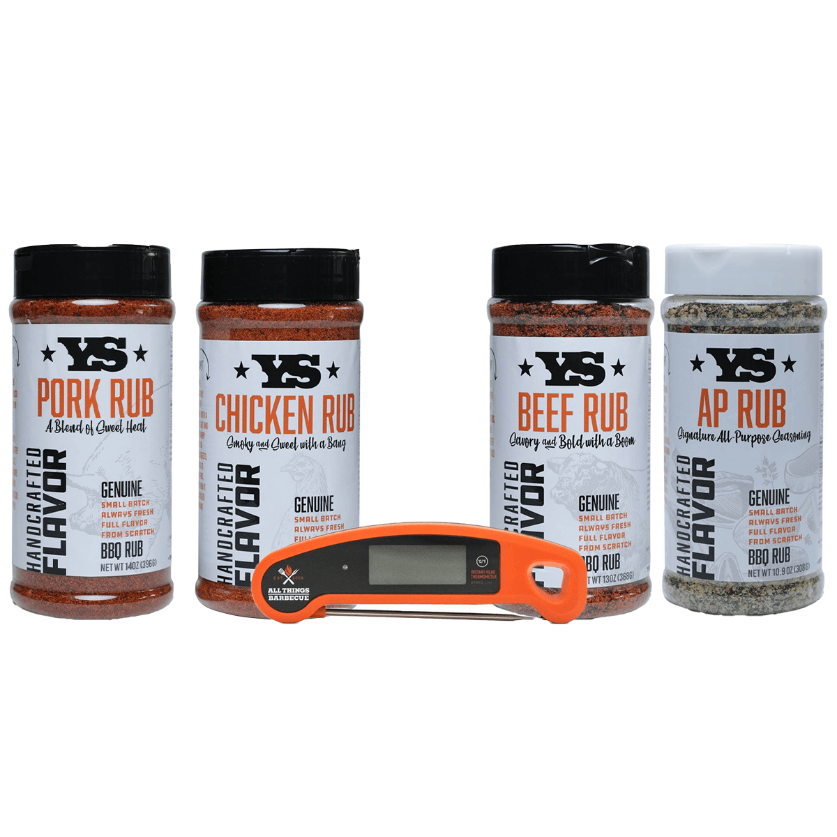 Yoder Smokers Four Rub + Thermometer Gift Set Food Gift Baskets 12043672