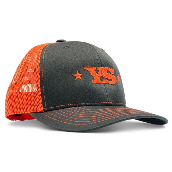 Yoder Smokers Trucker Hat, Charcoal/Orange Hats 12027455