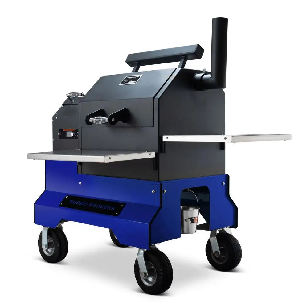 Yoder Smokers YS480s Pellet Grill on Competition Cart Outdoor Grills Blue / Wire Shelves / 8" 12030313