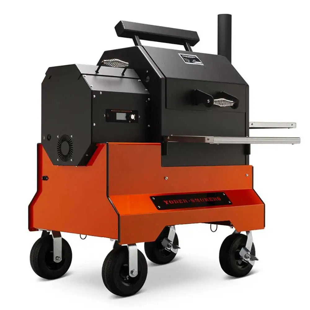 Yoder Smokers YS480s Pellet Grill on Competition Cart Outdoor Grills Orange / Wire Shelves / 8