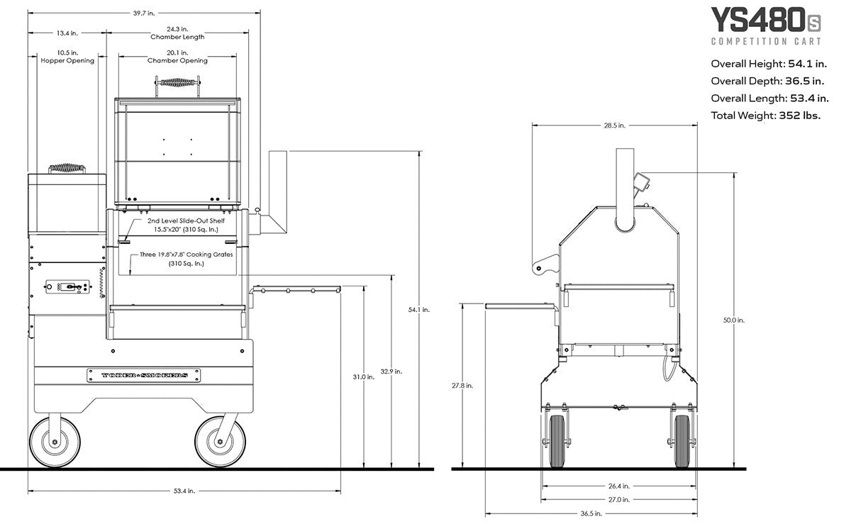 Yoder Smokers YS480s Pellet Grill on Competition Cart Outdoor Grills