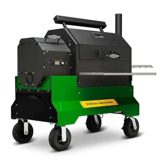 Yoder Smokers YS640s Pellet Grill on Competition Cart with Storage Drawer Outdoor Grill Green / Wire Shelves / 8" 12046186