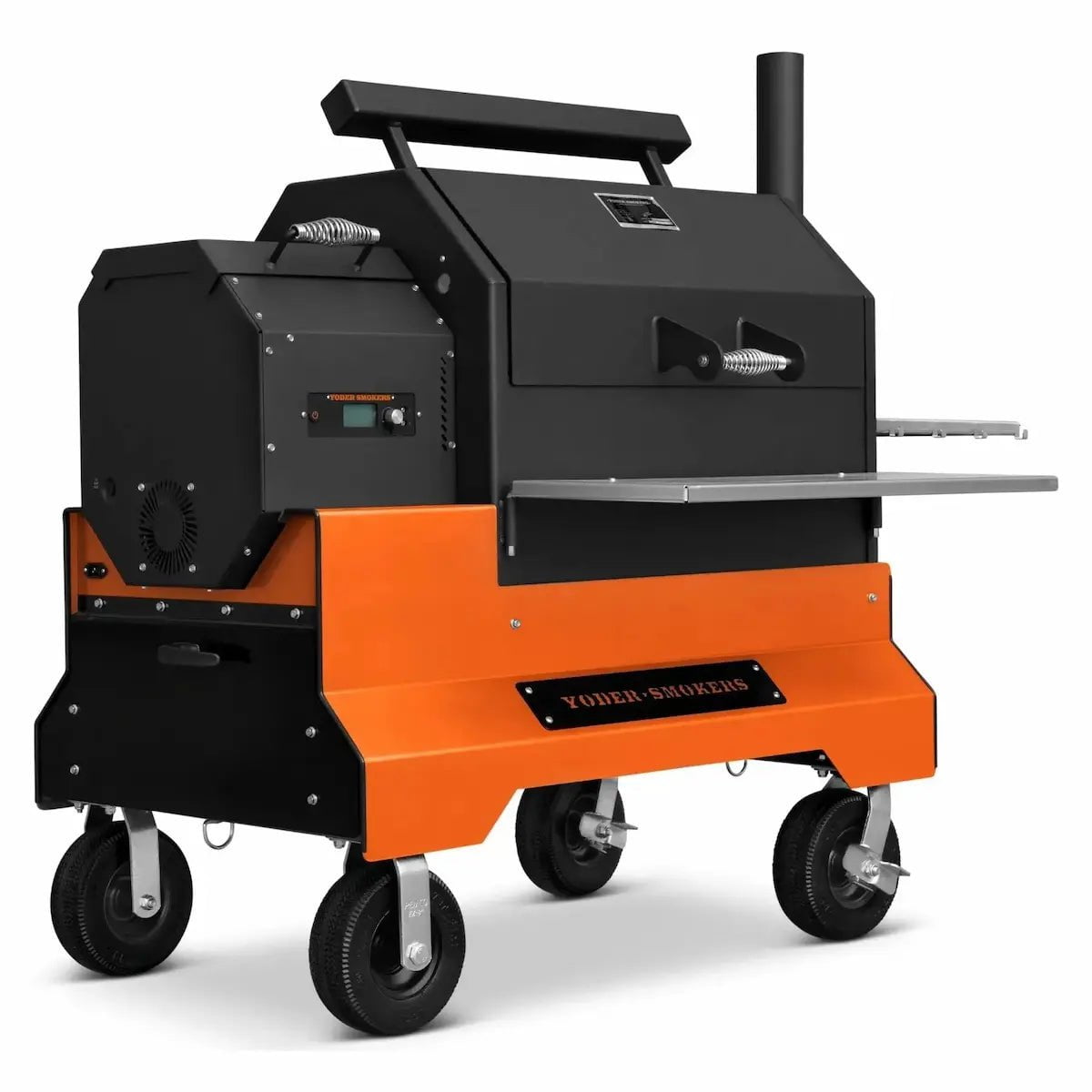 Yoder Smokers YS640s Pellet Grill on Competition Cart with Storage Drawer Outdoor Grill Orange / Wire Shelves / 8