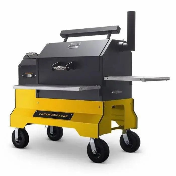 Yoder Smokers YS640s Pellet Grill on Competition Cart with Storage Drawer Outdoor Grill Yellow / Wire Shelves / 8