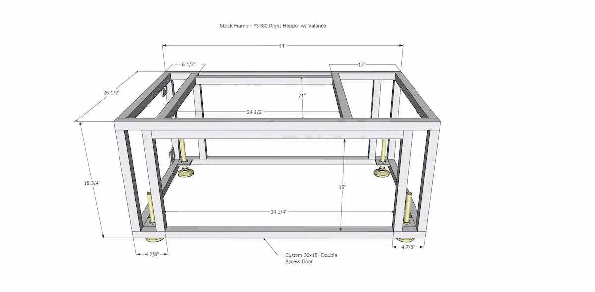 YS480 Built-In RH Frame & Doors Only Carts & Islands 12049973