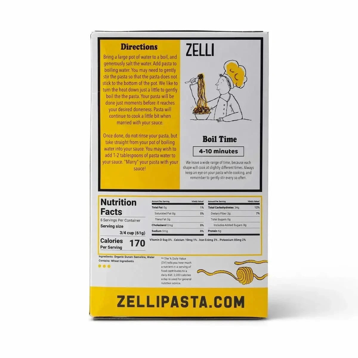 Zelli Spaghetti Dried Pasta, 16oz Box